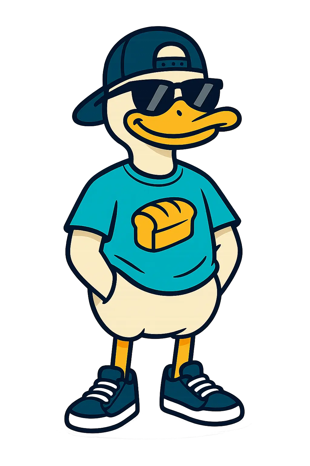 Patricio, la mascota relajada de Patipay, con gorra hacia atrás y lentes de sol
